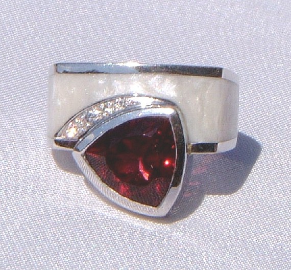 Custom Designed Garnet and Diamond Ring