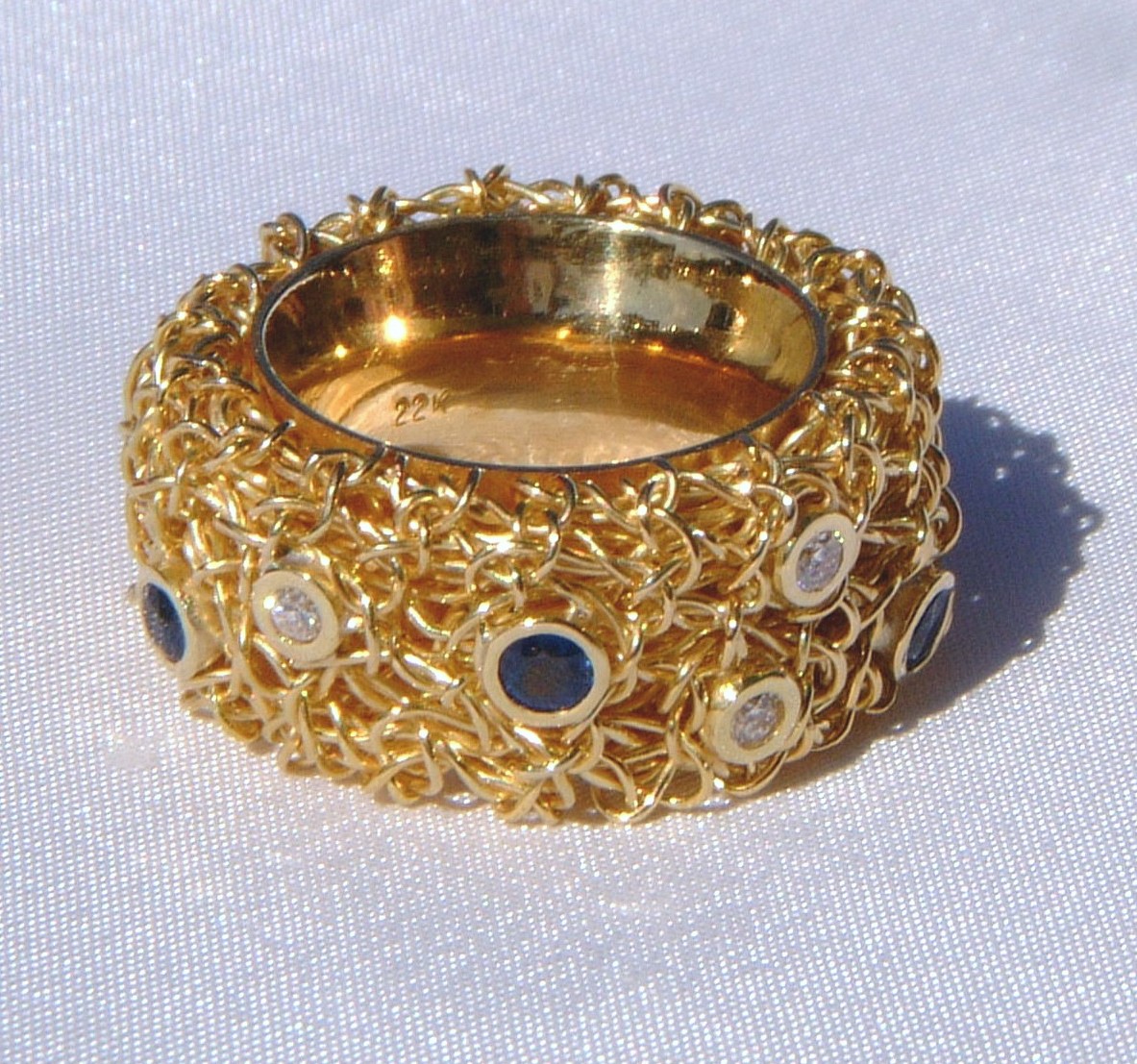 Crochet Diamond and Sapphire Ring