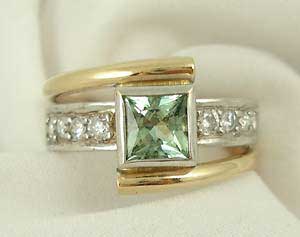 Green Tourmaline and Diamonds