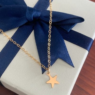 Gold Star Necklace, Gold-Filled on cable chain